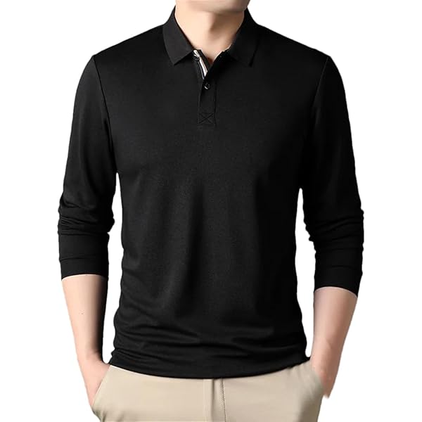 MENS LONG POLO SHIRT (予約販売品) Men Cotton Collar Long Sleeve Polo-Shirt T-Shirt Tops at